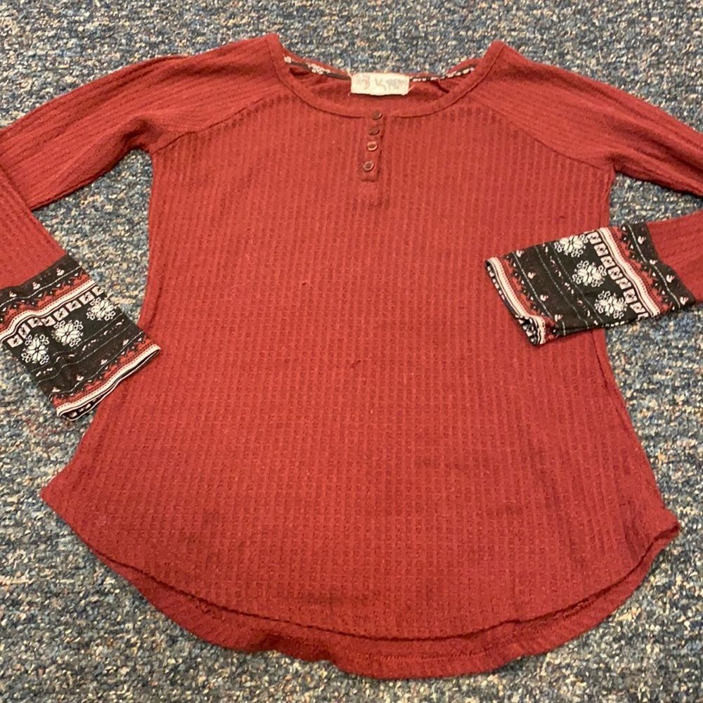 Pink Rose Burgundy Thermal Top sz. S